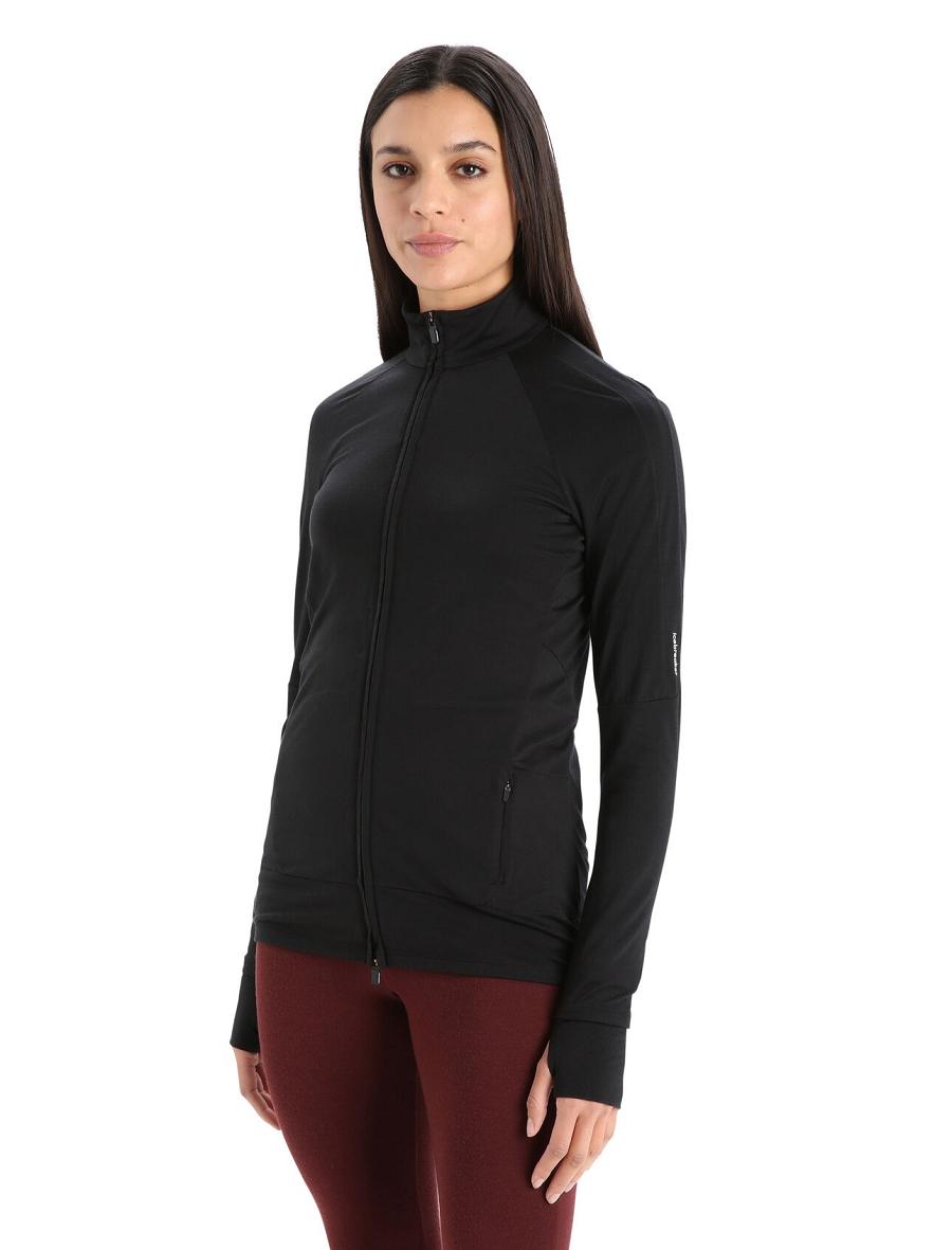 Icebreaker ZoneKnit™ Merino Long Sleeve Zip Női Kapucnis Pulóver Fekete | HU 1668SGLO